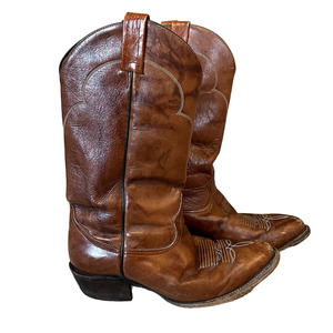 Tony Lama Men's Cowboy Boots Size 8EEEE in Brown Leather